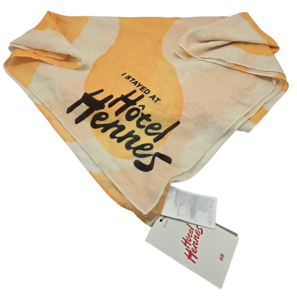 H&M Hotel Hennes Square Scarf Print Orange White Yellow – Women's Fashion